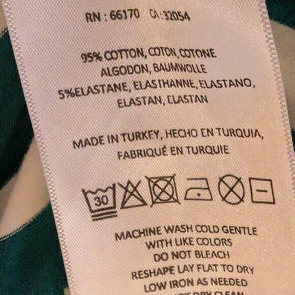 Anthropologie Little Yellow Button crochet shoulder green & white stripes  sz XL - Picture 8 of 9